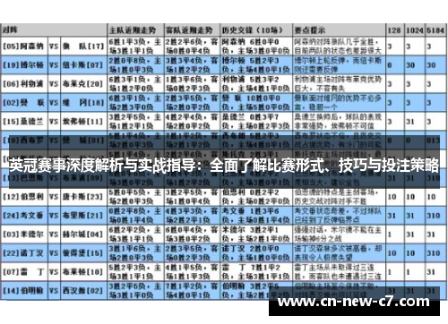 英冠赛事深度解析与实战指导：全面了解比赛形式、技巧与投注策略
